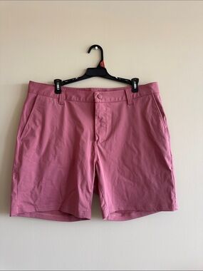 RHONE Flat-Front Performance Shorts in Dusty Rose